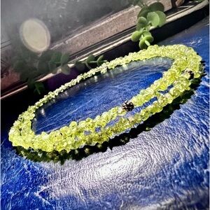 Vintage Peridot gemstones wrap style solid 925 sterling silver Choker Necklace